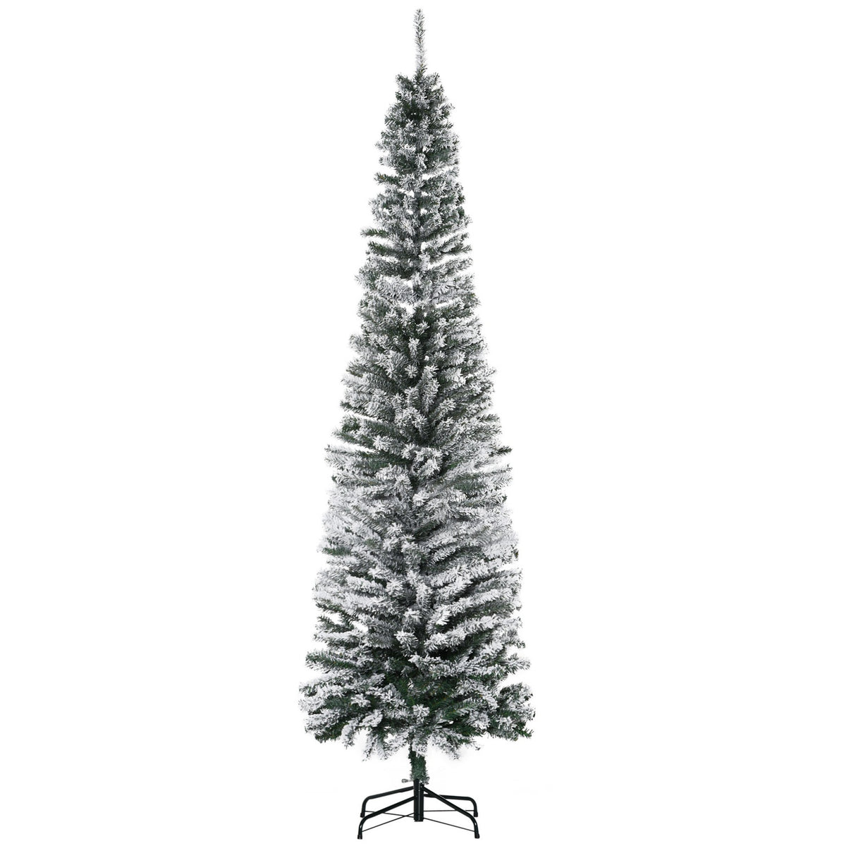 Smalle kunstkerstboom met besneeuwde afwerking, 225 cm