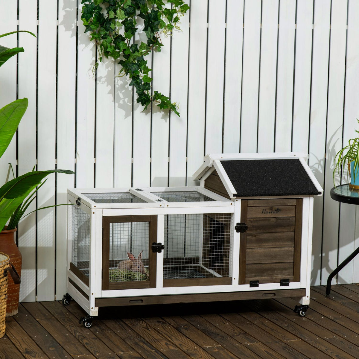 Huisdierenverblijf met wielen, 108 x 58 x 73,5 cm