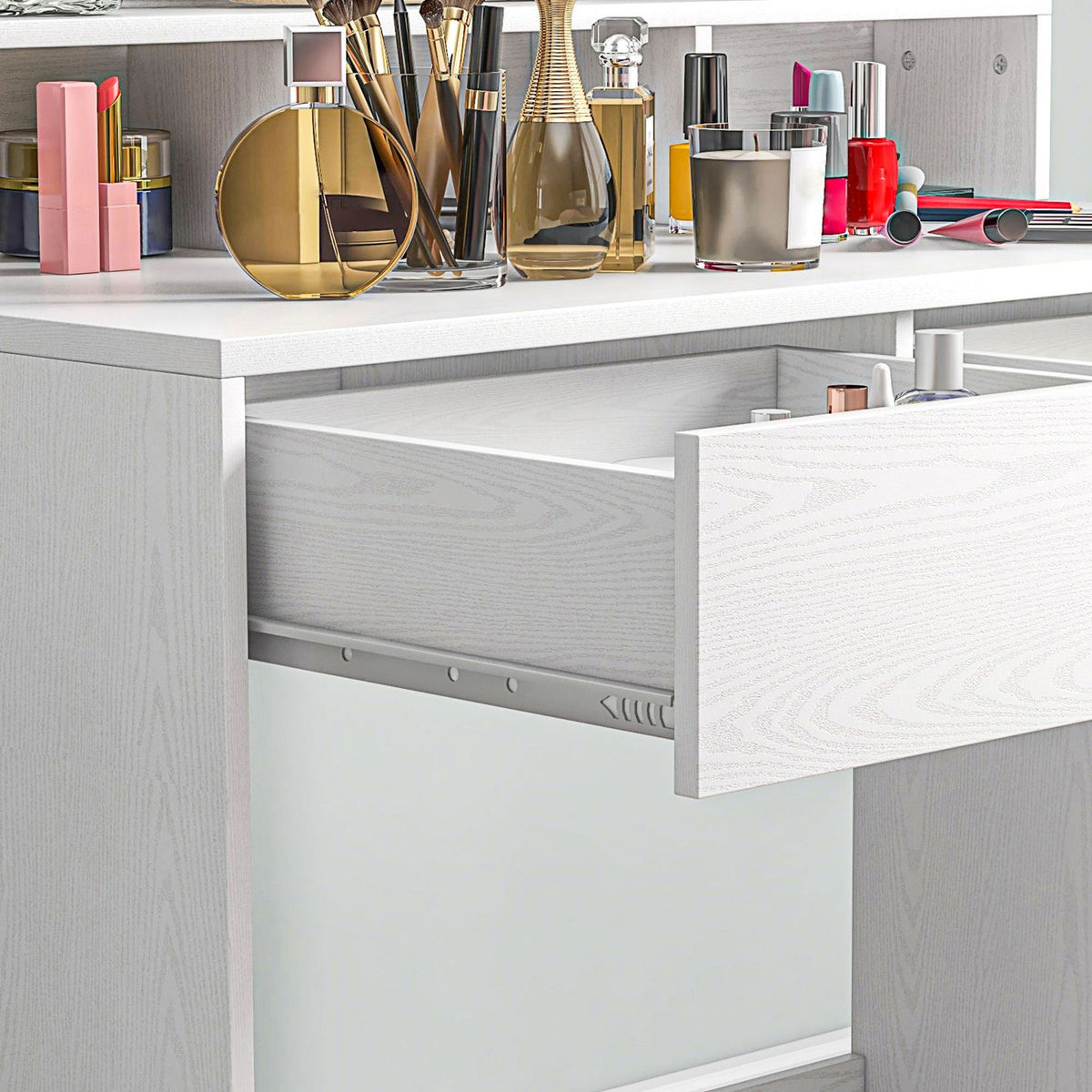 Kaptafel met led-spiegel, instelbare helderheid, wit