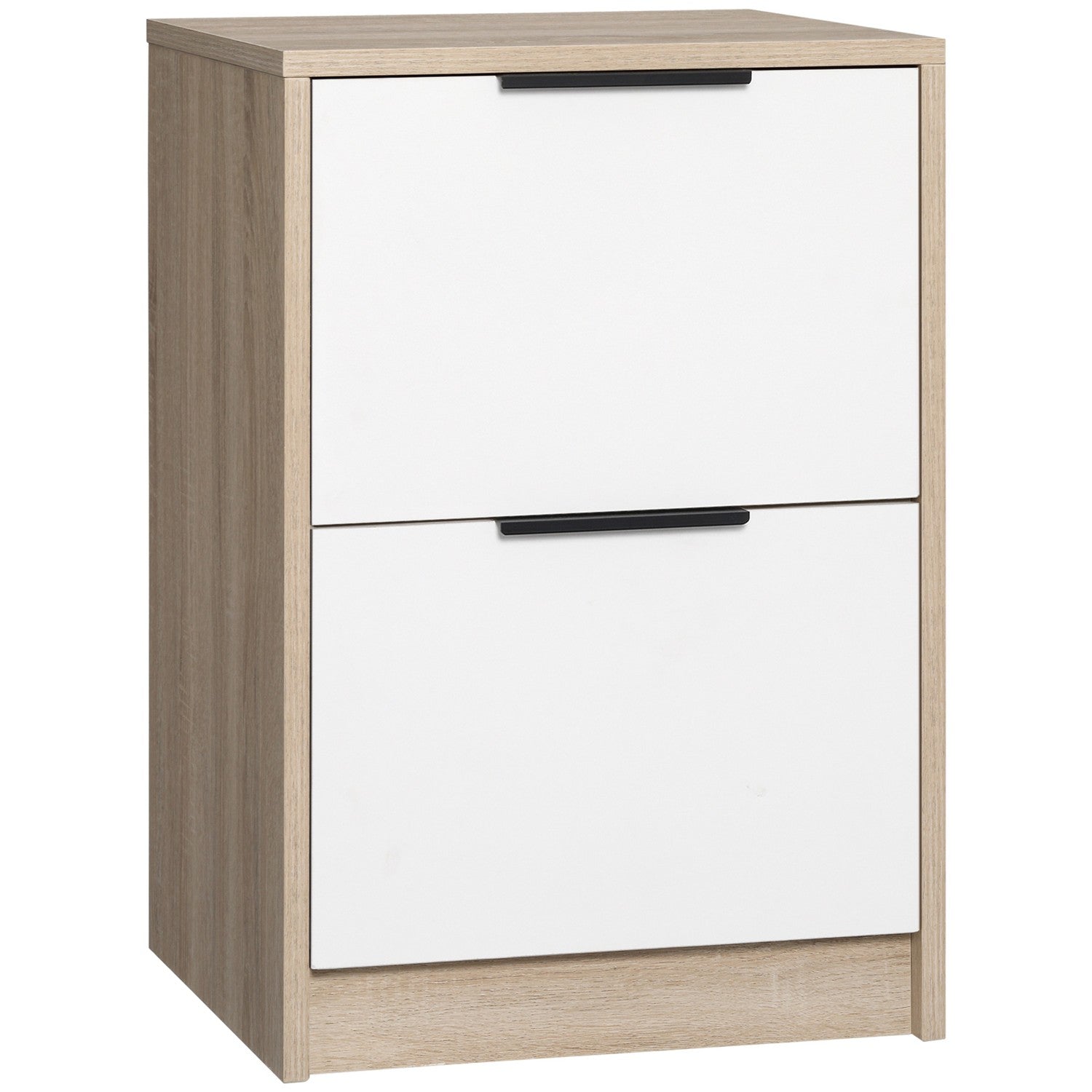 Nachtkastje in wit & naturel hout – 2 laden, 40x40x60 cm