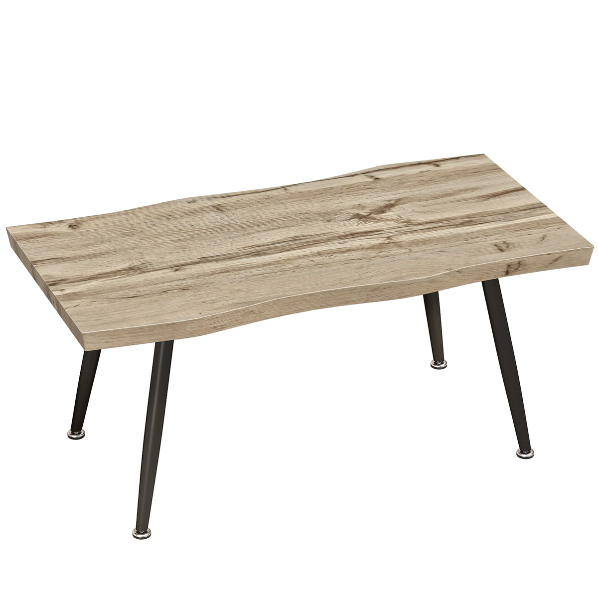 Salontafel met stalen poten, eiken afwerking, 100x50x45 cm