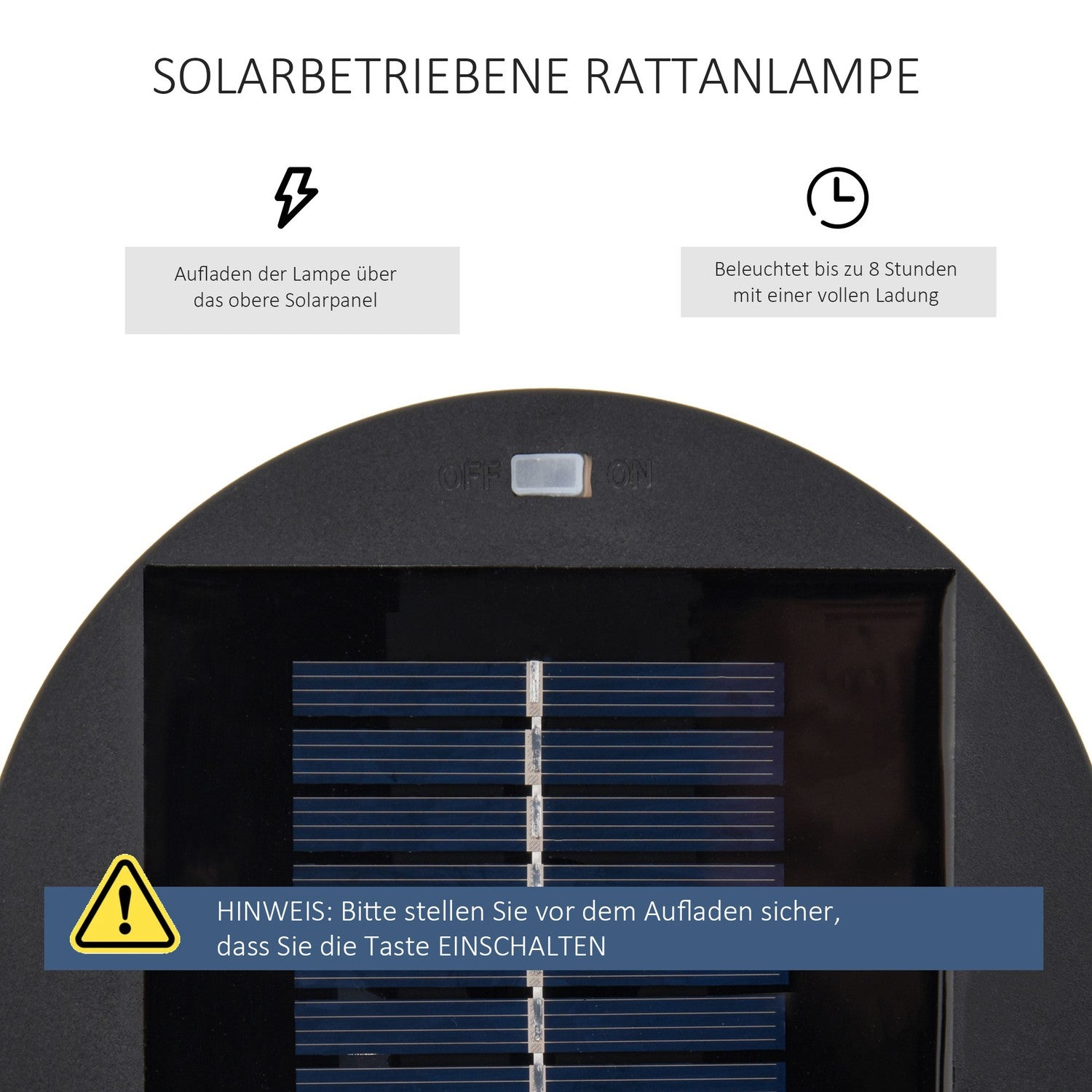 Solar Rotan Tuinlamp, LED, 61 cm, Bruin