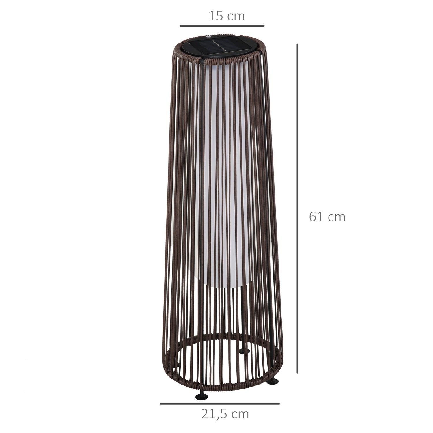 Solar Rotan Tuinlamp, LED, 61 cm, Bruin