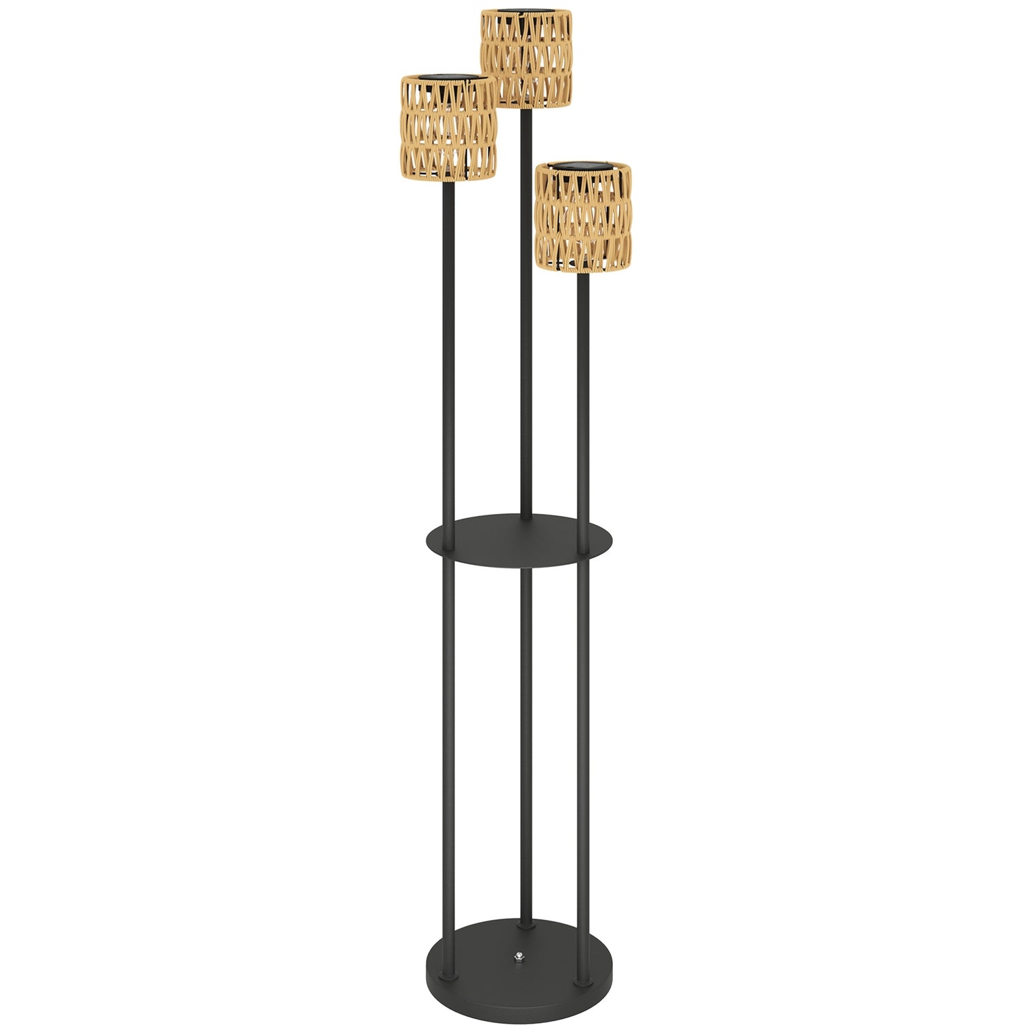 Solar vloerlamp, rotan, Boheemse stijl, buiten, IP44 waterdicht