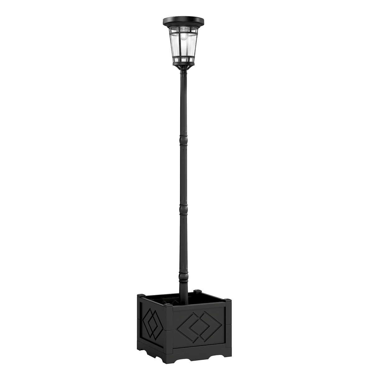 Solarlantaarn voor de tuin met plantenbak, 195 cm, dubbele lichtsterkte