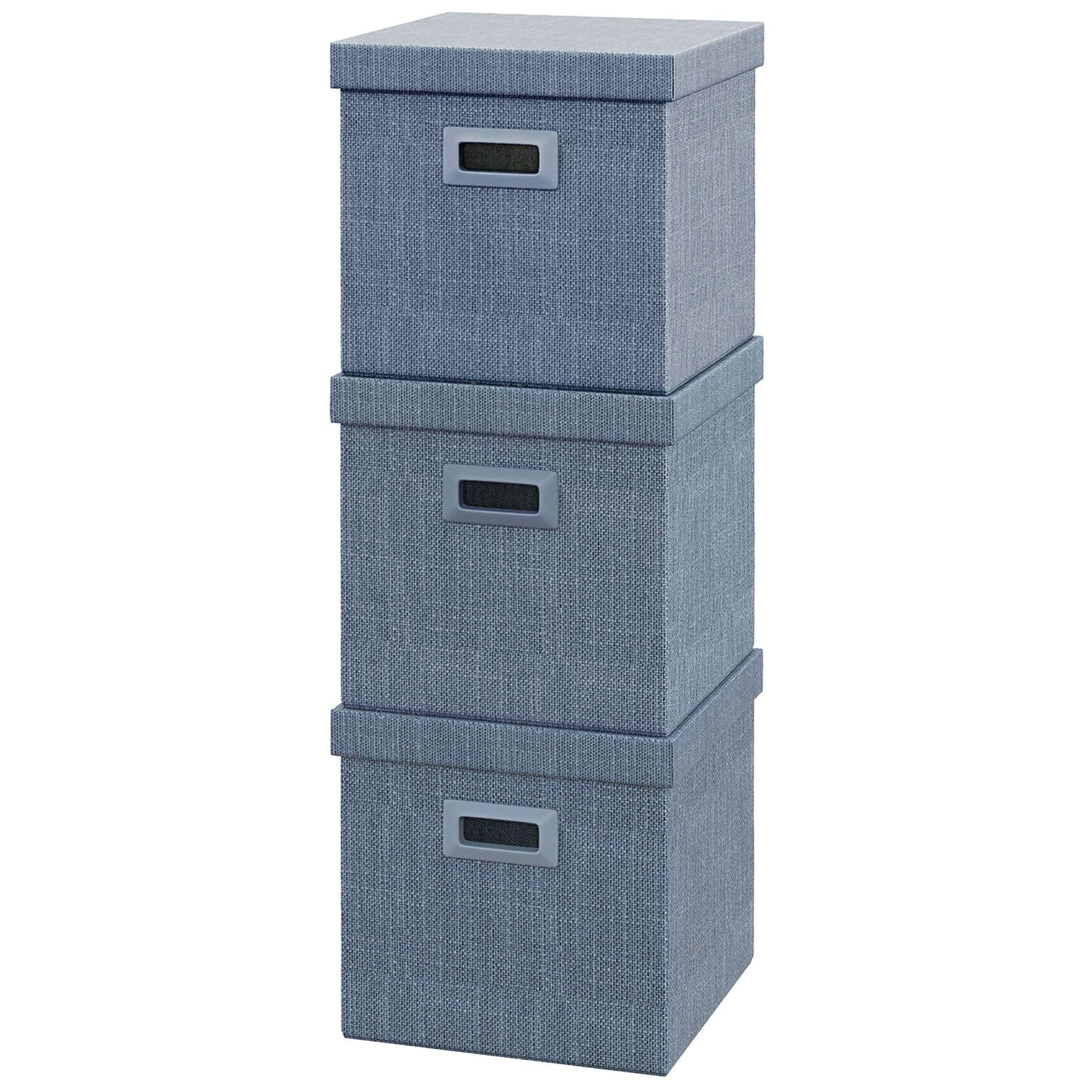 Stapelbare blauwe opbergkubussen Set van 3, opvouwbaar – 30x30x29 cm