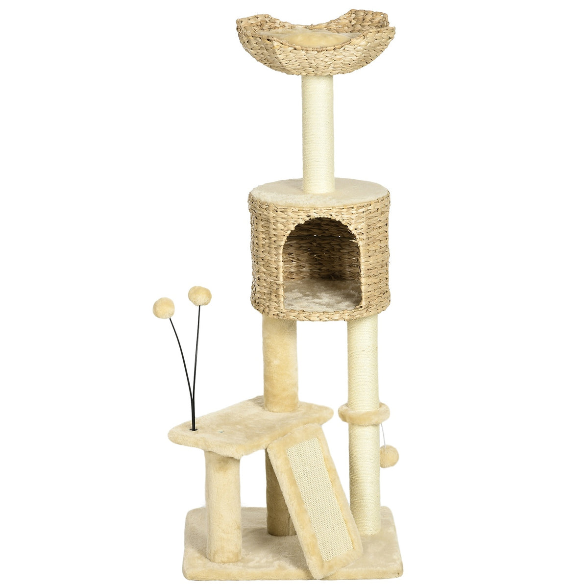 Grote katten sisal krabpaal met grot en speelbal
