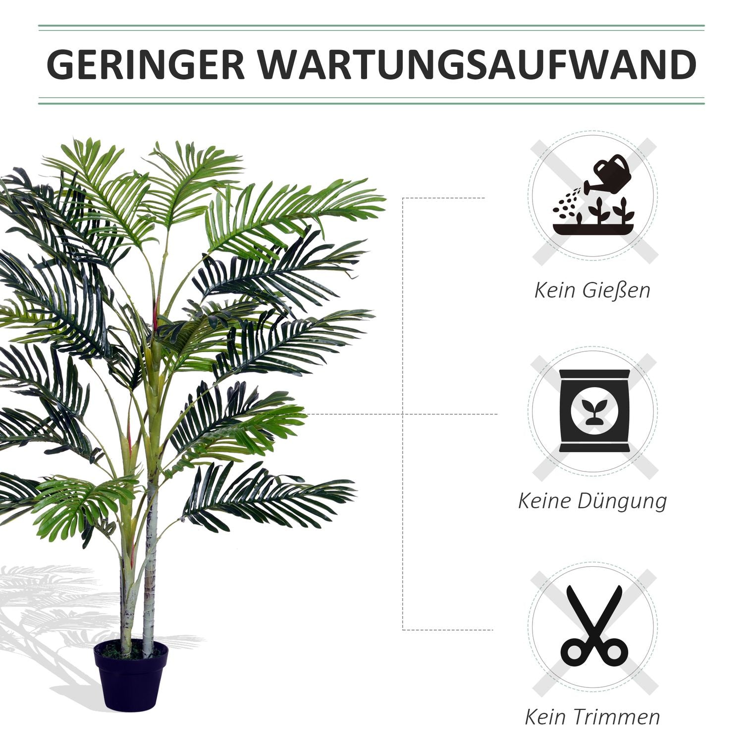 Grote kunstmatige palmboom, 150cm, Binnen/buitendecoratie