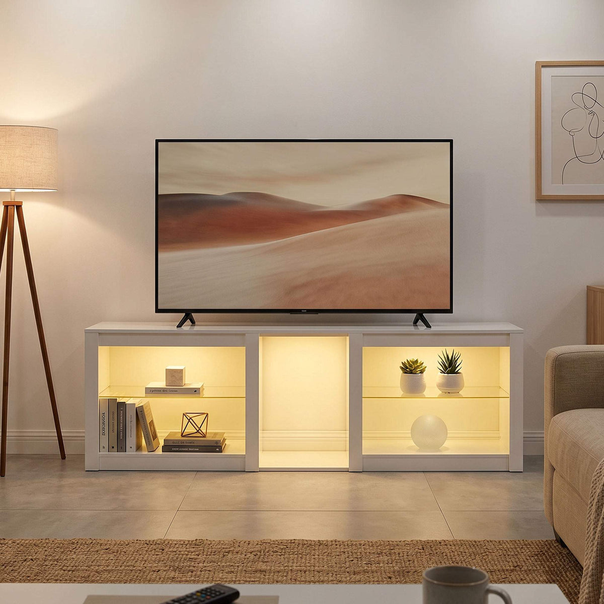 TV-meubel met RGB-ledverlichting, hoogglans wit, 160 cm