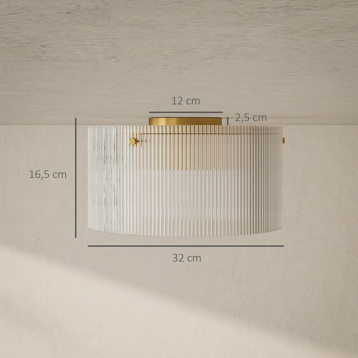 Taklampa med lampskärm i akryl, metall, halogen och LED-kompatibel