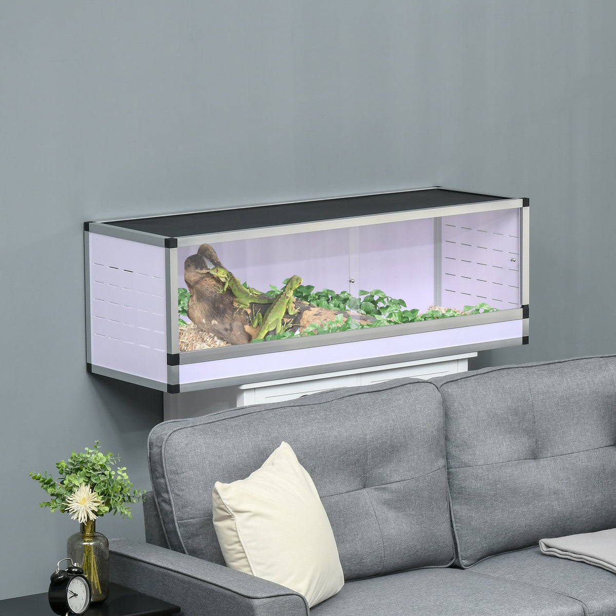 Terrariumkweekbox voor reptielen, amfibieën en spinachtigen, aluminium, 120x40x40 cm
