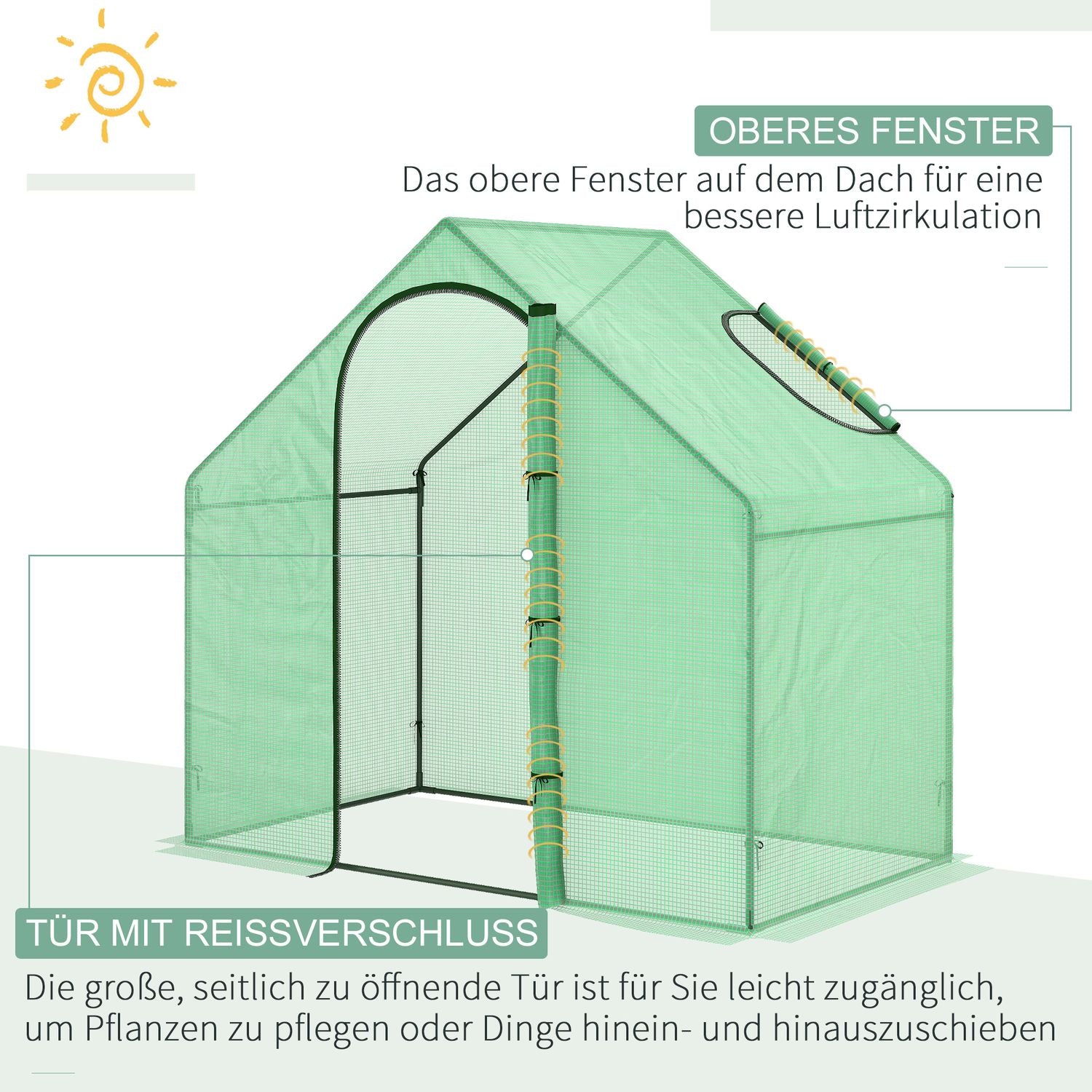 Serre à tomates châssis froid avec fenêtre, porte – acier, PVC, 180x100x168 cm