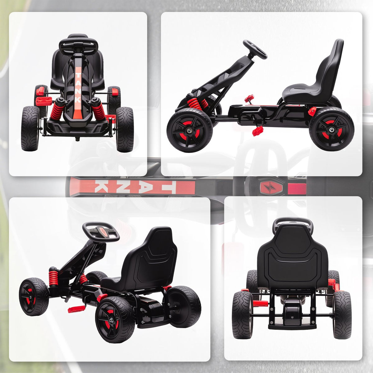 Trampgokart för barn, broms, halkfria hjul, åldrar 3–6