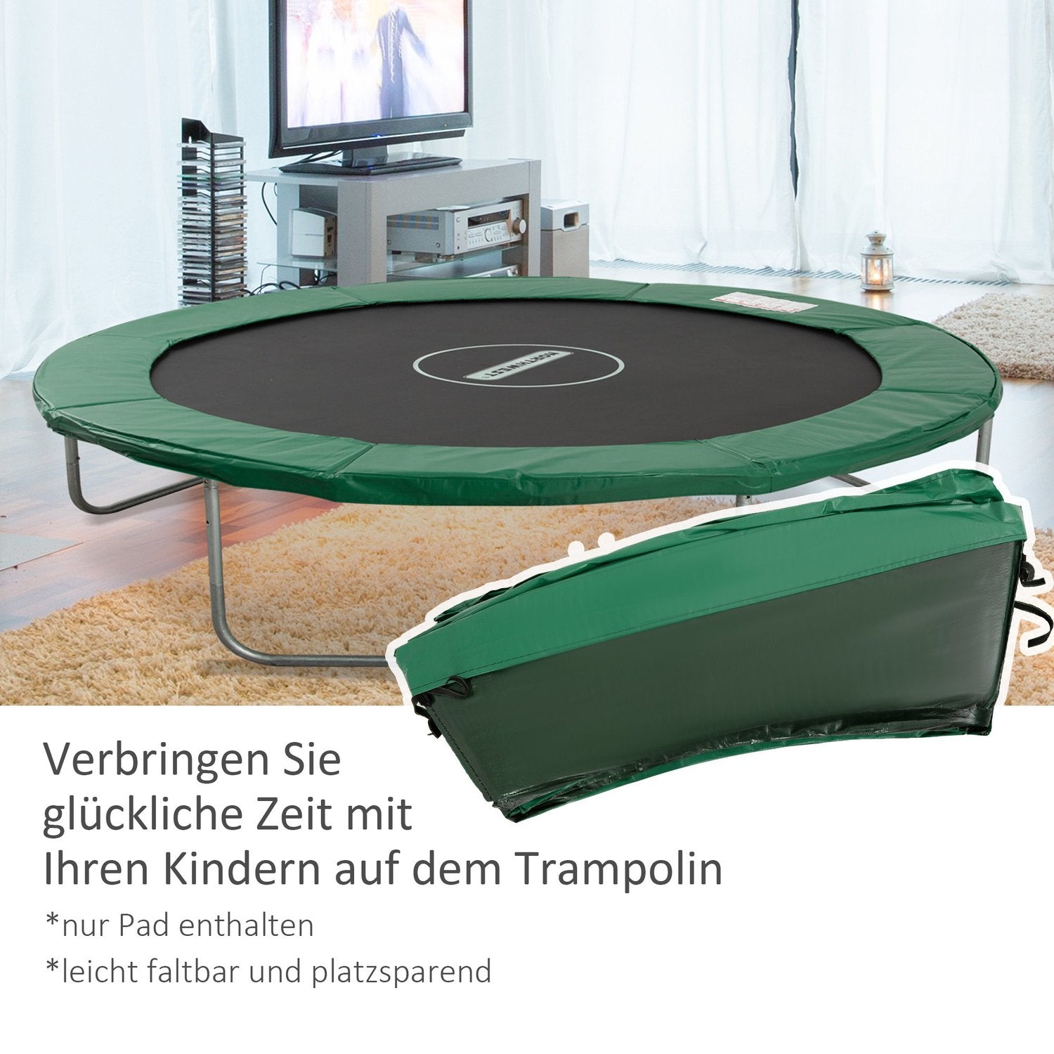 Trampoline randbescherming, 244 Cm, weerbestendig groen PVC