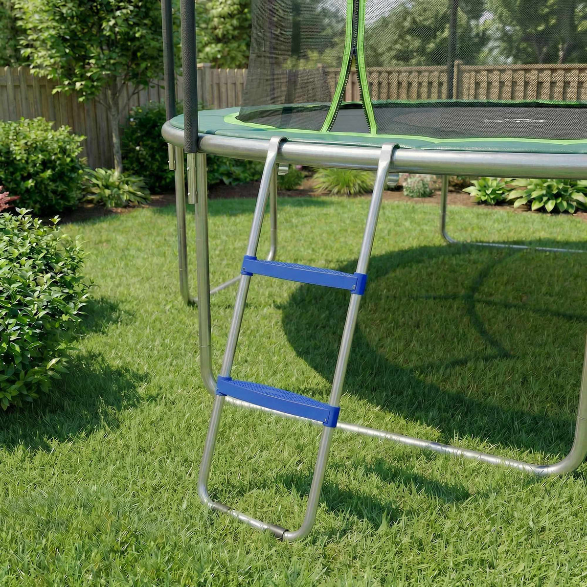 Trampolineladder met 2 treden, draagvermogen van 150 kg, blauw