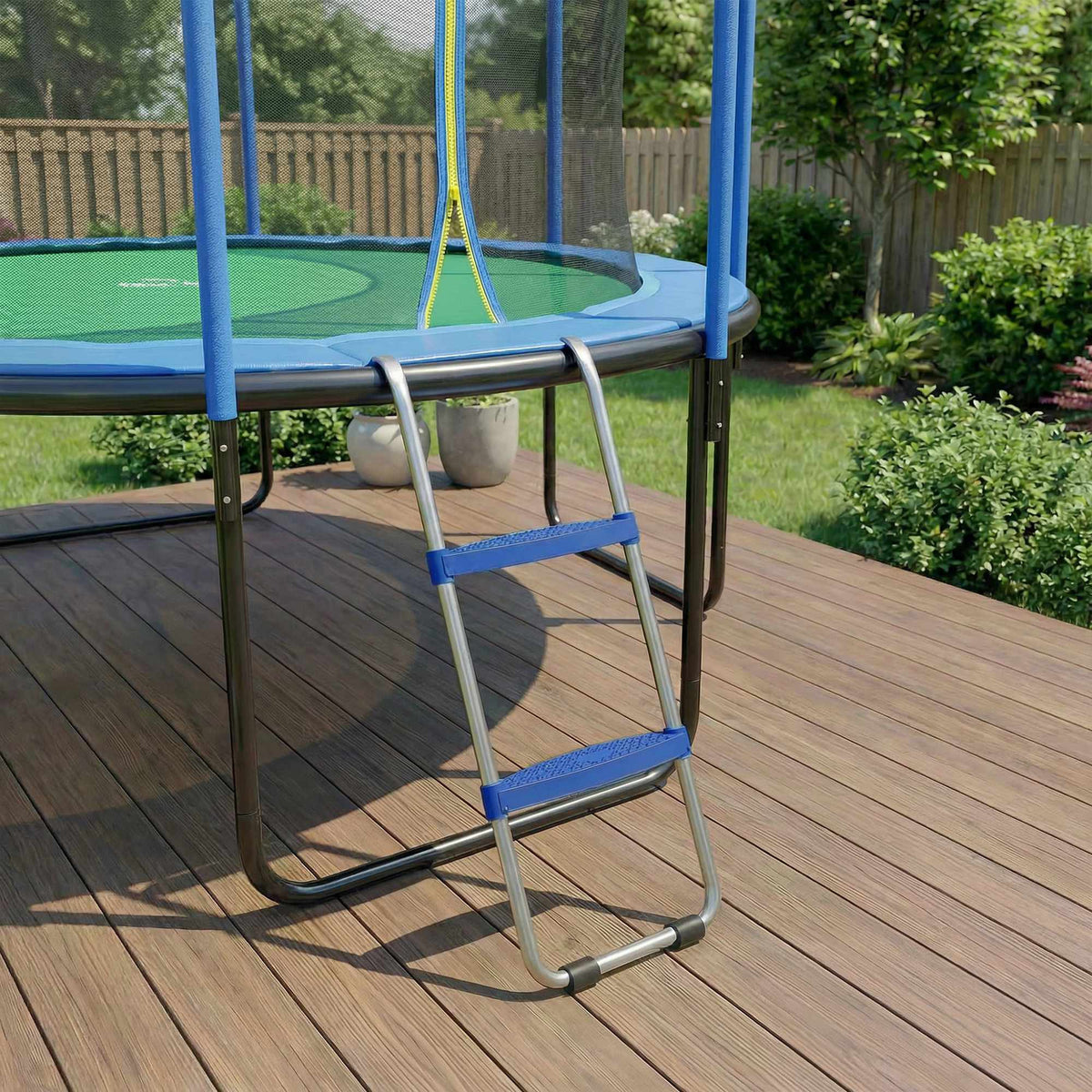 Trampolineladder met 2 treden, draagvermogen van 150 kg, blauw
