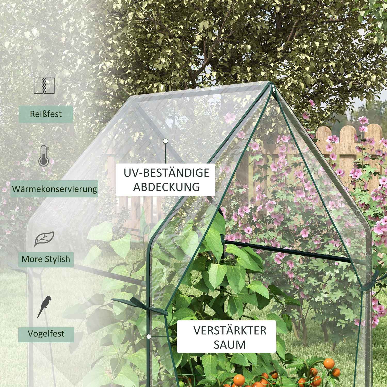Transparent vindtätt växthus för trädgård, 90x90x145 cm
