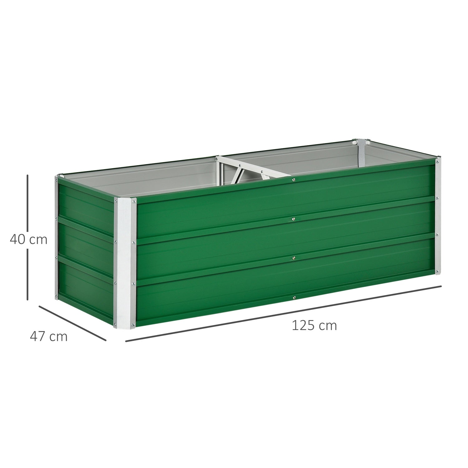 Stalen tuinbed met handschoenen, groen, 125x47x40cm