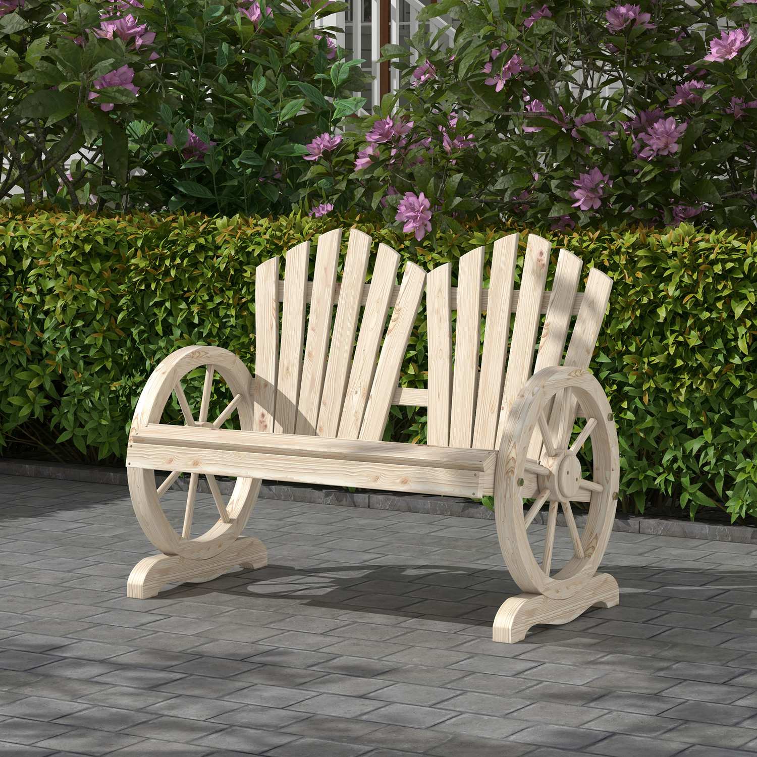 Gartenbank aus Massivholz mit Armlehne, 108x66x95 cm