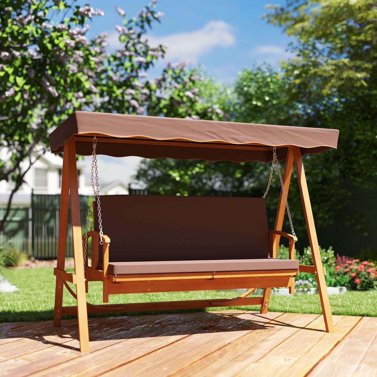 Gartenschaukel 3-Sitzer mit liegendem Sonnendach