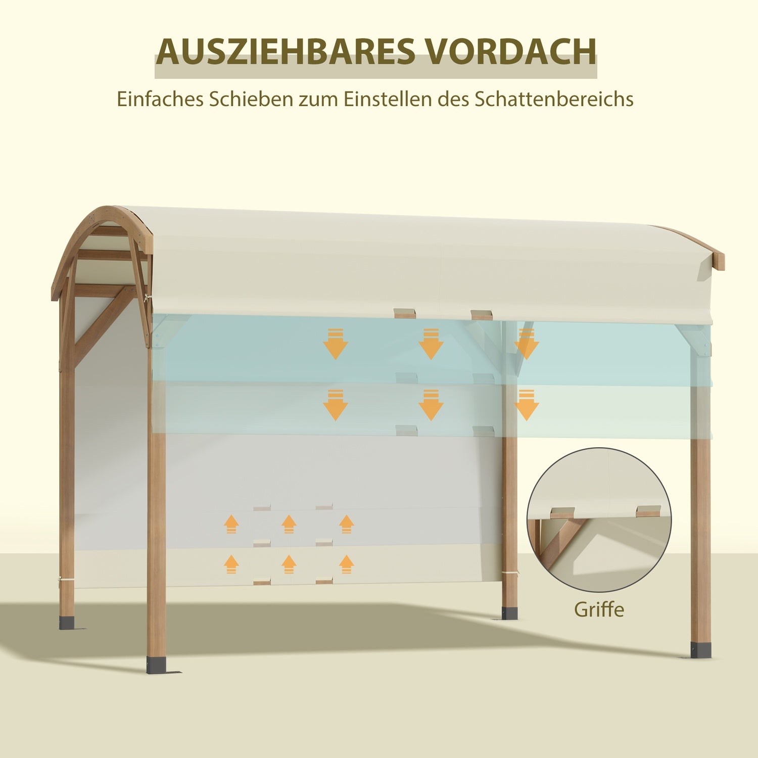 Houten tuinpergola 3,2x3,08M, intrekbaar dak, UV-bescherming