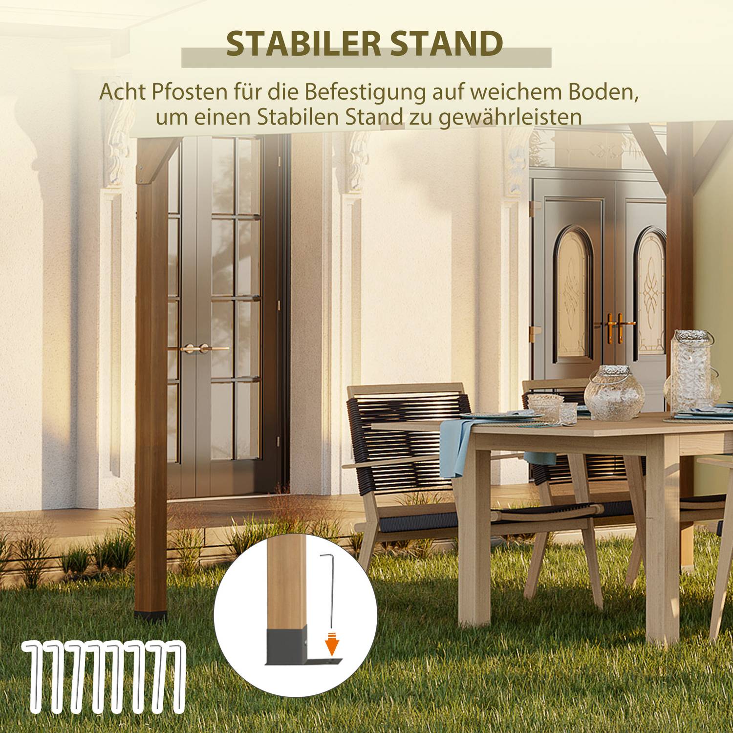 Houten tuinpergola 3,2x3,08M, intrekbaar dak, UV-bescherming