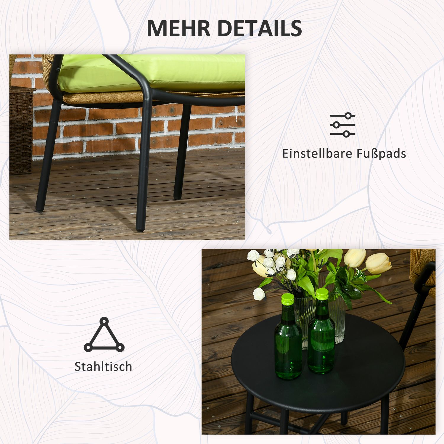 Rotan tuinset: 2 stoelen en tafel, inclusief kussens