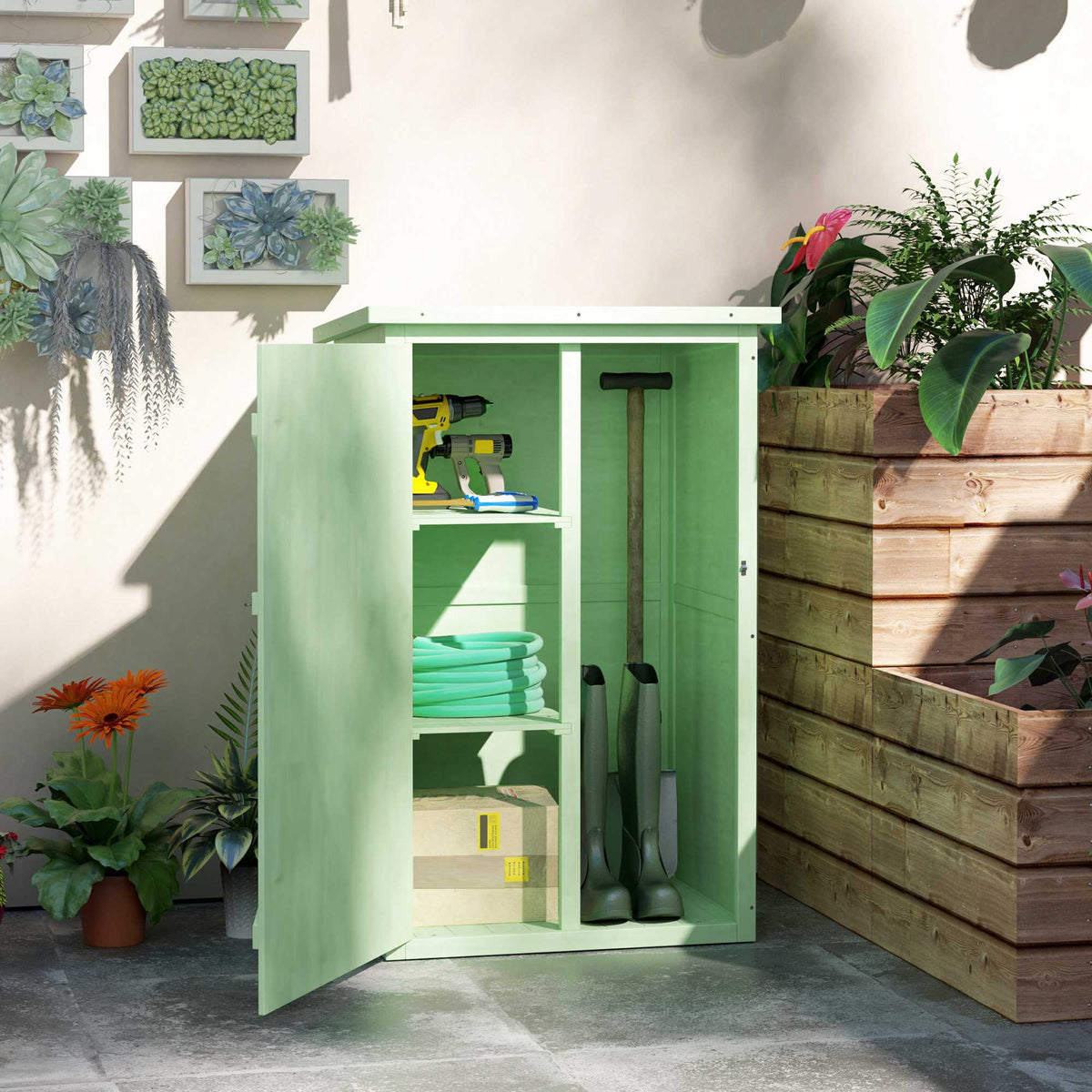 Tuinschuur met planken, afsluitbaar, 75x56x115 cm
