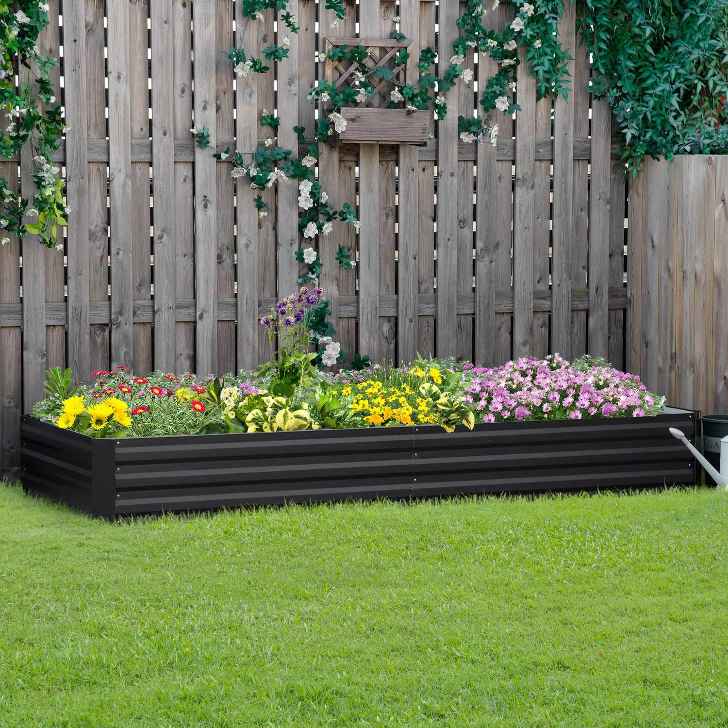 Tuinbed van staal – 241x90,5x30 cm, Grijs