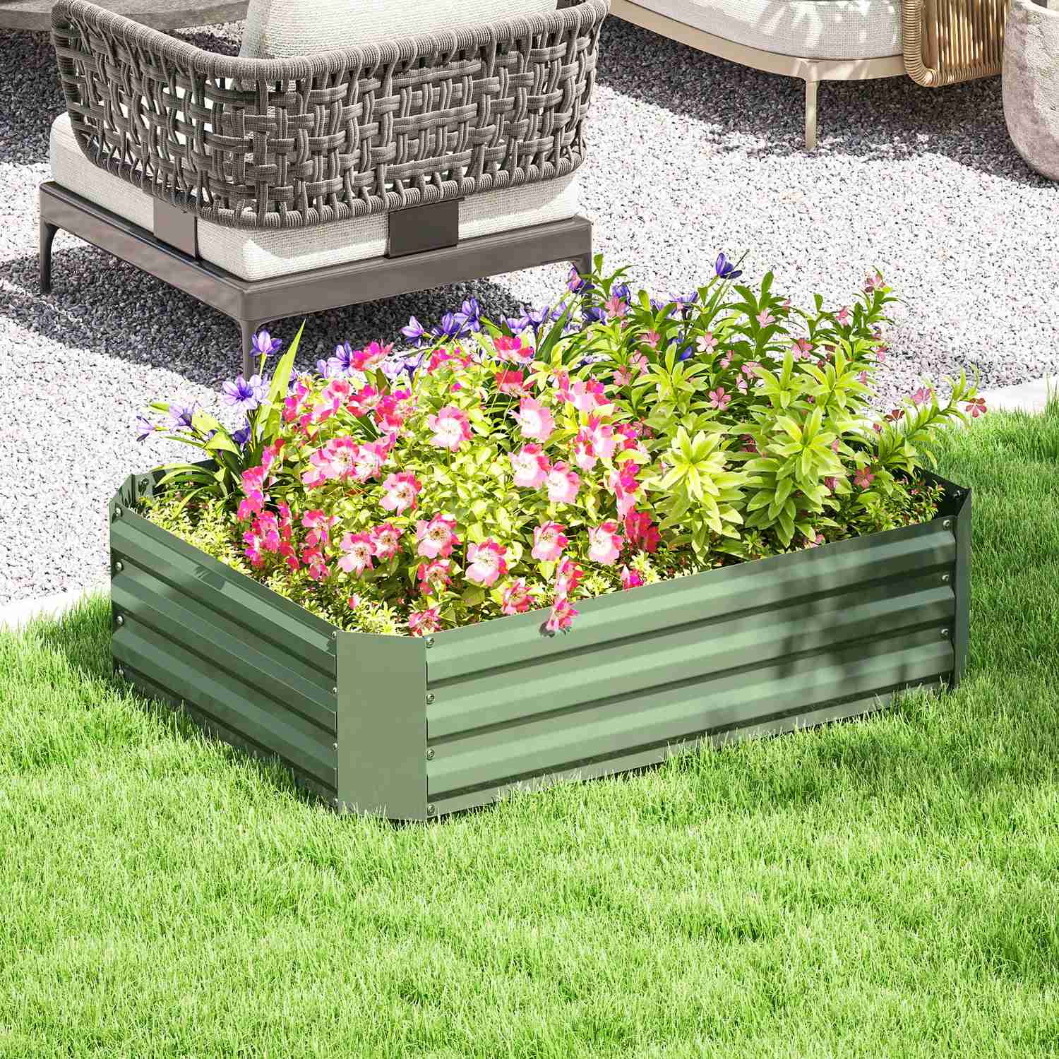 Stalen tuinbed, stapelbaar, 120x90x30 cm