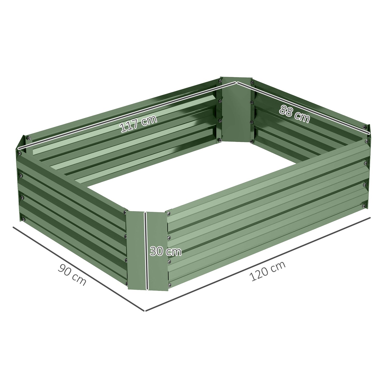 Stalen tuinbed, stapelbaar, 120x90x30 cm