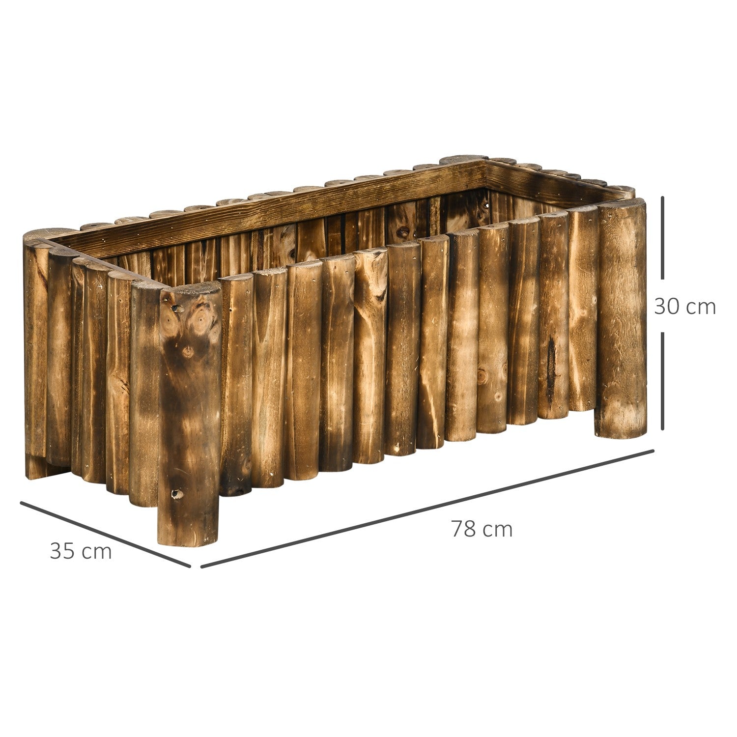 Verhoogd tuinbed van grenen 78x35x30cm voor kruiden & groenten