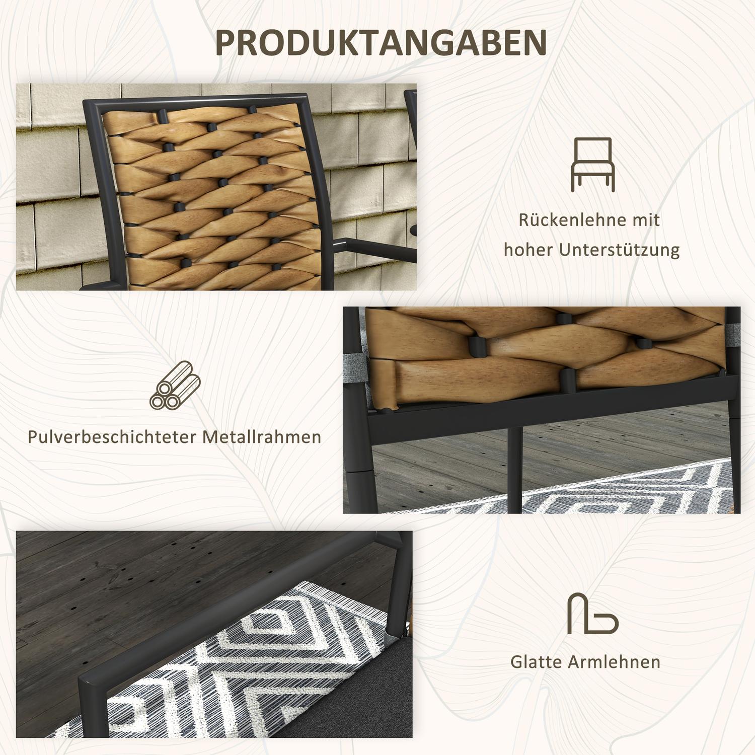 Rotan tuinstoelen, stapelbaar met kussens, zwart