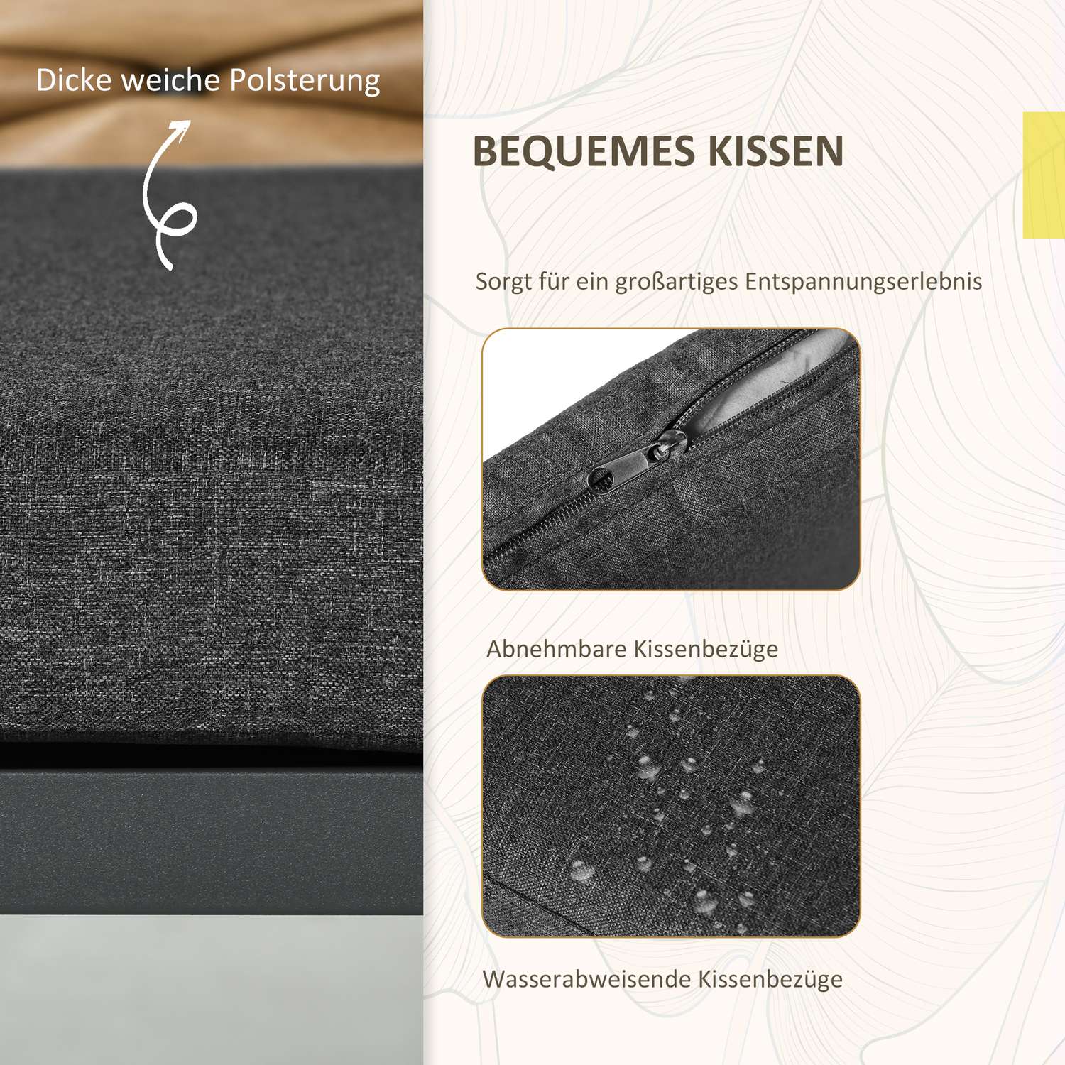 Rotan tuinstoelen, stapelbaar met kussens, zwart