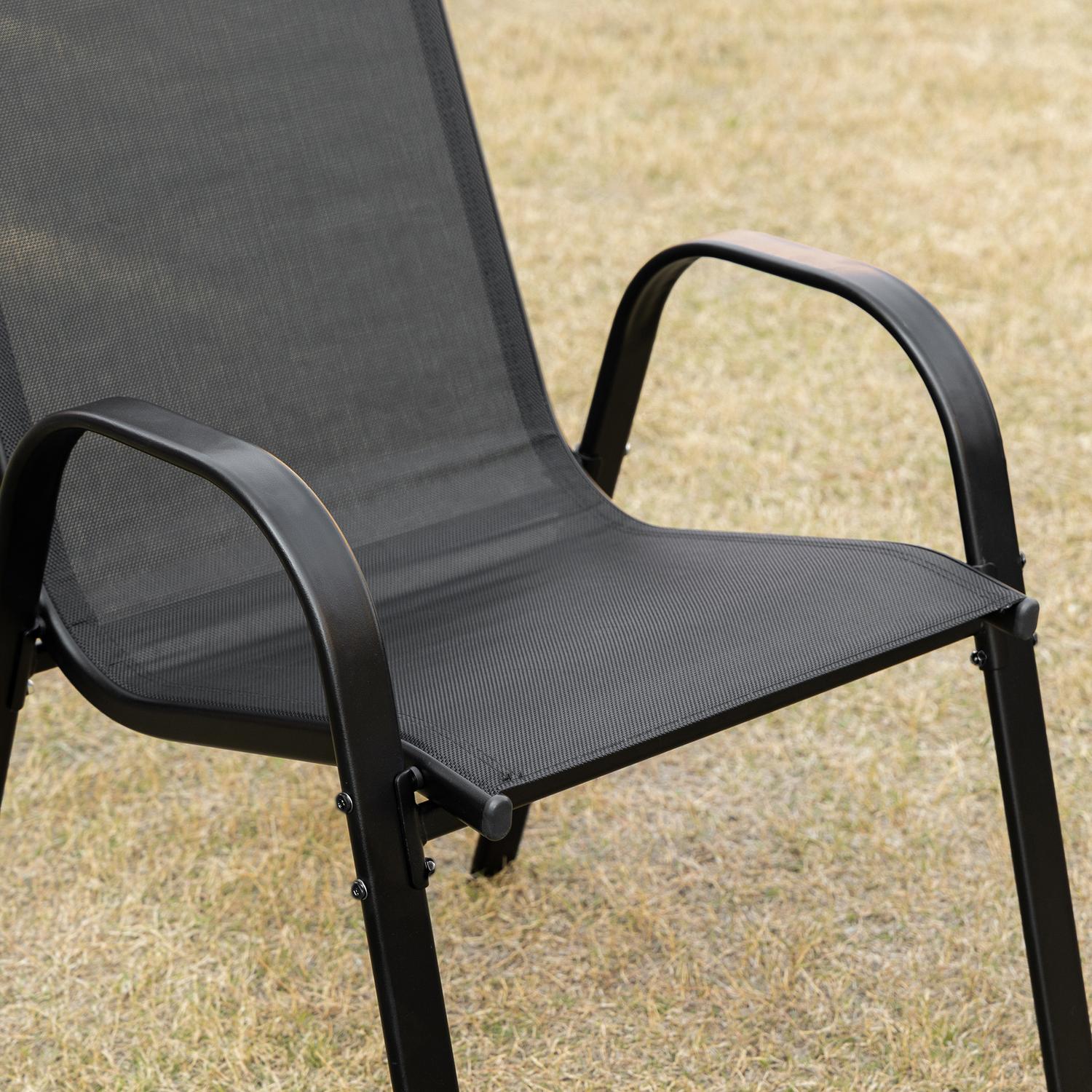 Tuinstoelen van zwart gaas - set van 2, met armleuningen