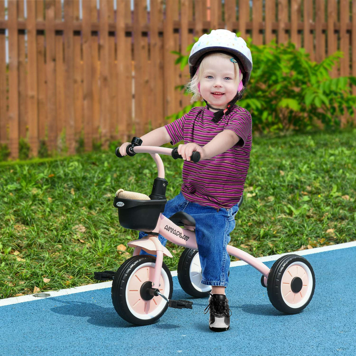 Driewieler kinderfiets, verstelbare zitting, roze metaal 2-5J