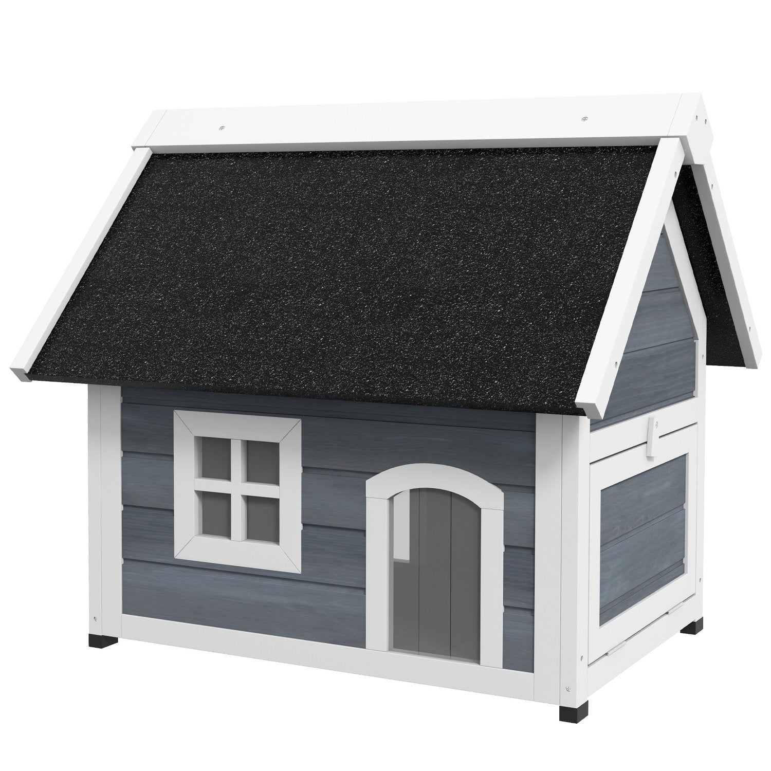 Katzenhaus aus Holz, wetterfest, Scharnierdach, grau