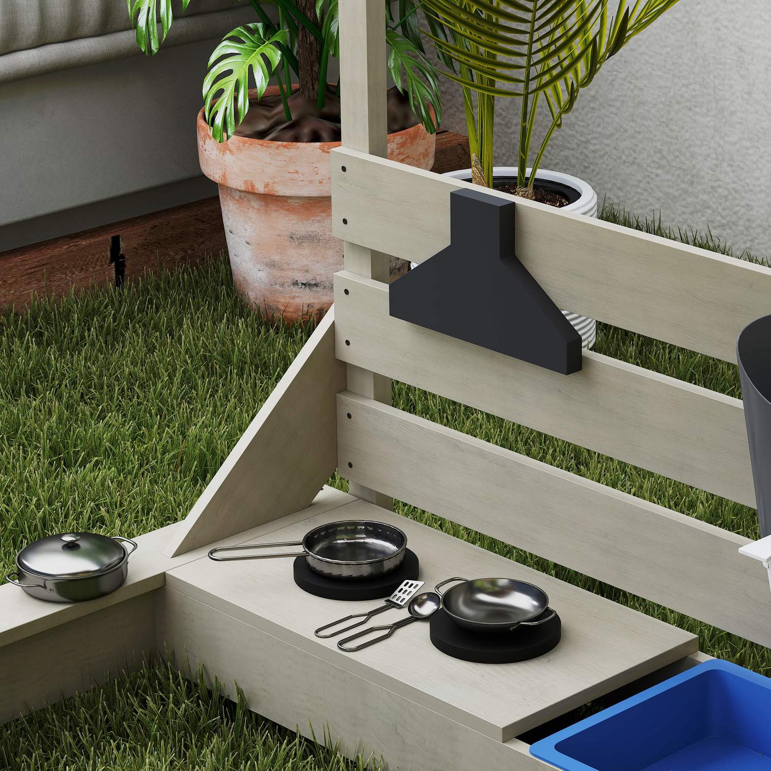 Houten speeltuinboot Zandbak met deksel – 180 x 103 x 144,5 cm