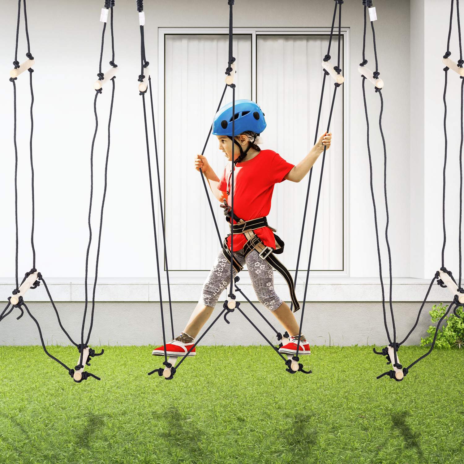Houten klimtouwladder voor kinderen, 1,65 m, draagvermogen 100 kg