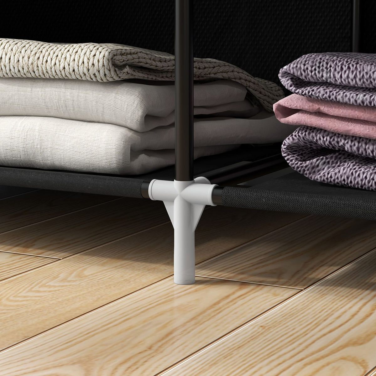 Stoffen vouwgarderobe, 6 vakken, zwart, 103x43x162,5 cm