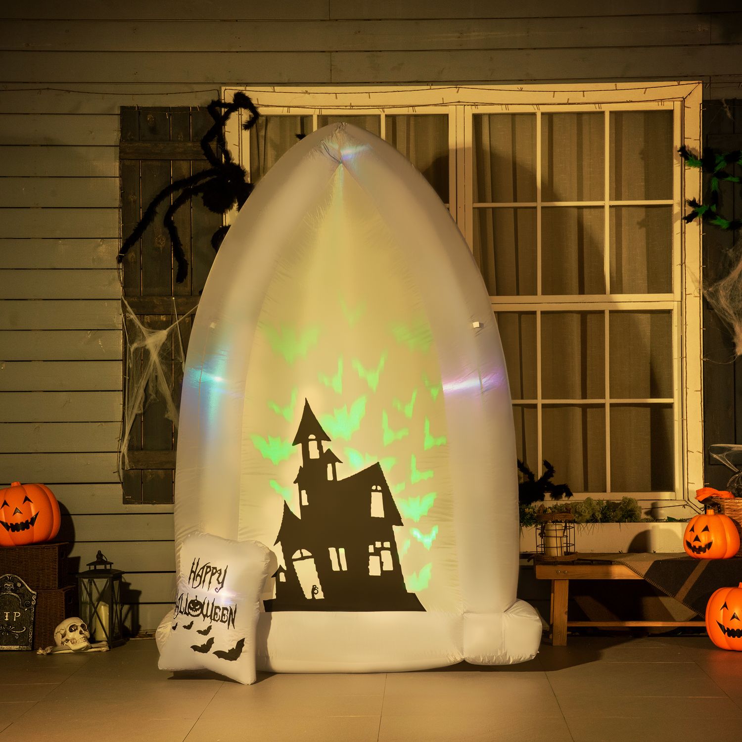 Opblaasbare 210 cm Halloween grafsteen met LED-licht