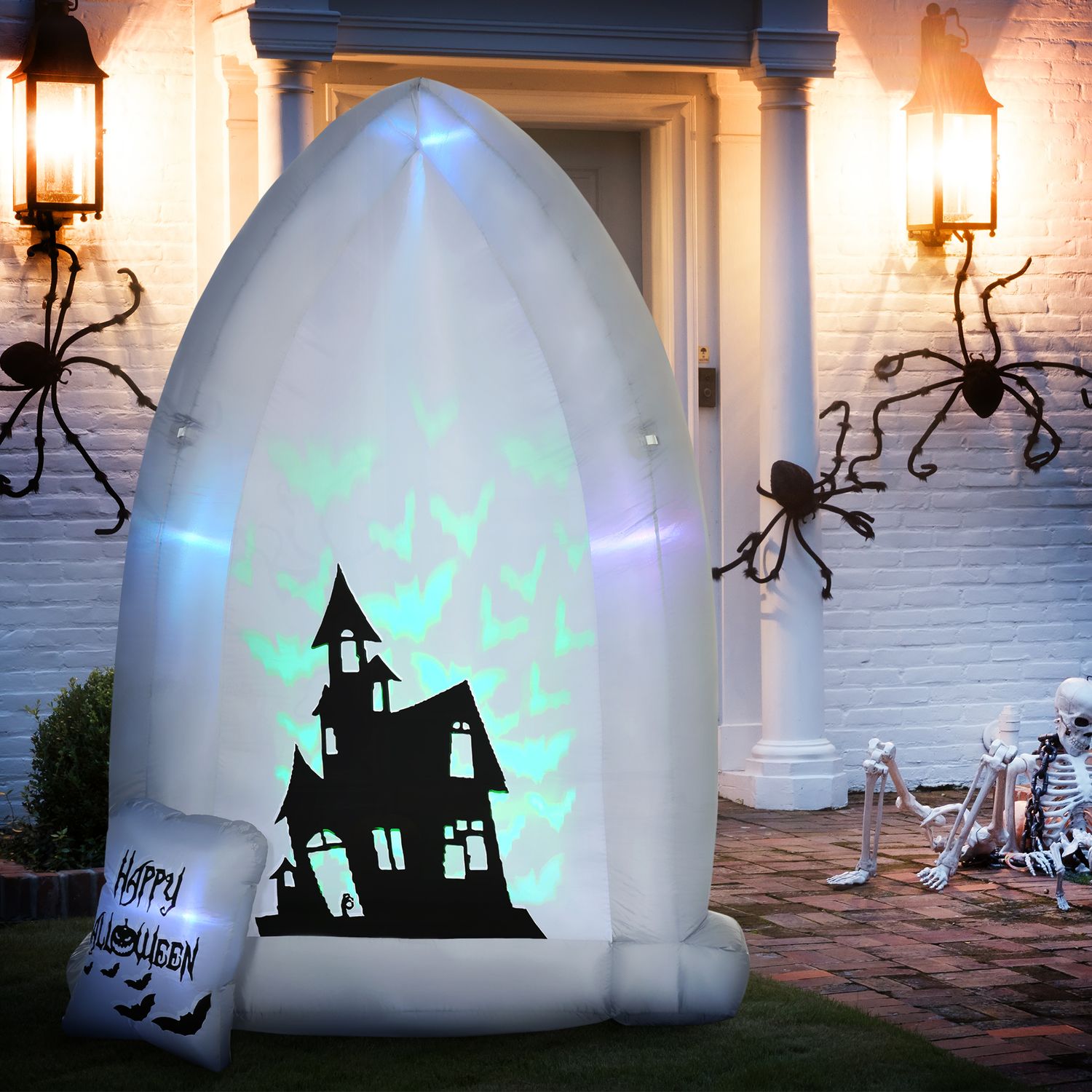 Opblaasbare 210 cm Halloween grafsteen met LED-licht