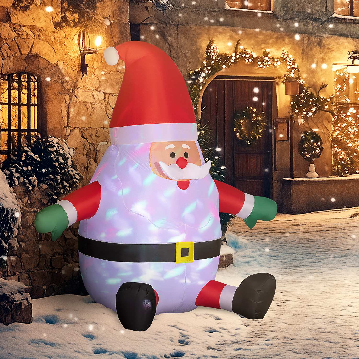 Opblaasbare 6ft kerstman met LED-lichtbol voor buiten