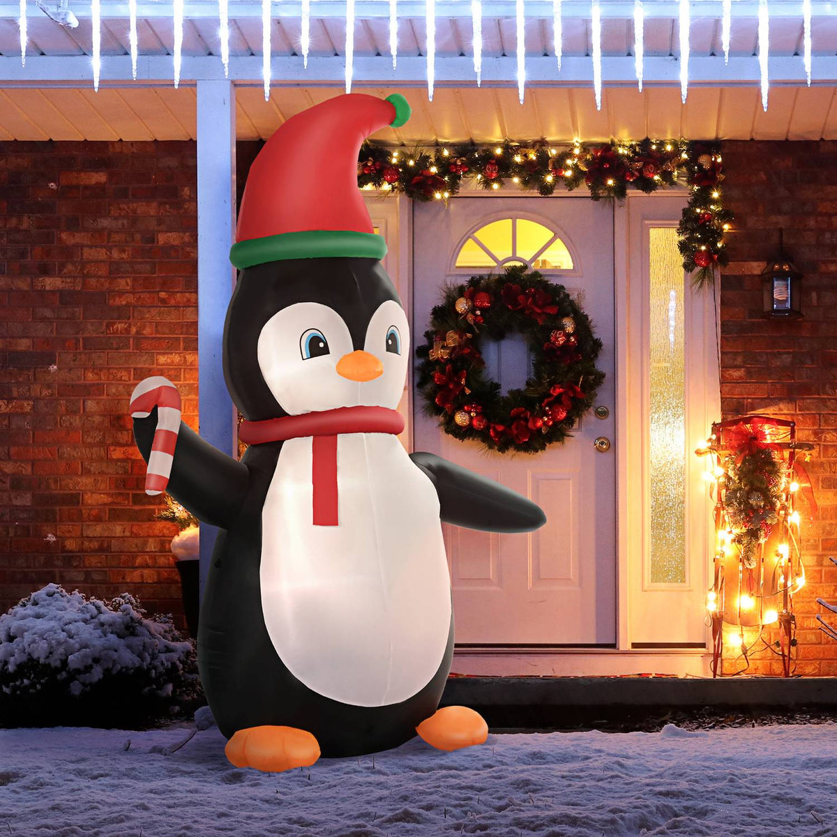 Opblaasbare kerstpinguïn, 2,5 m, 3 ledlampen