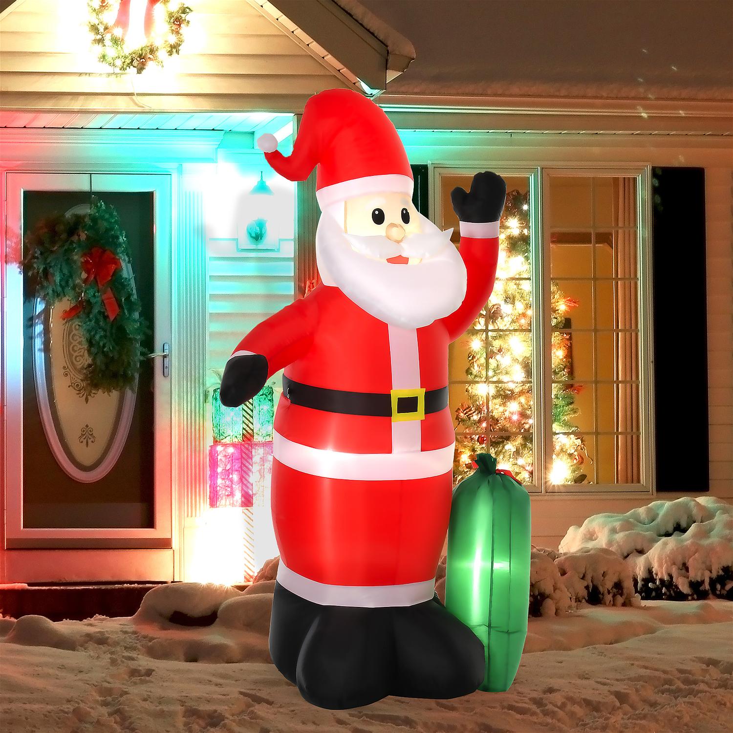 Opblaasbare Kerstmanversiering met LED-verlichting, 148x85x240 cm