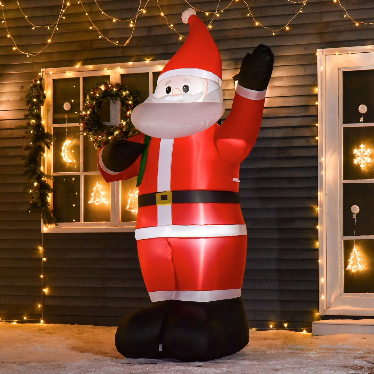 Opblaasbare Kerstman met LED-verlichting, 2,4 m, binnen/buiten