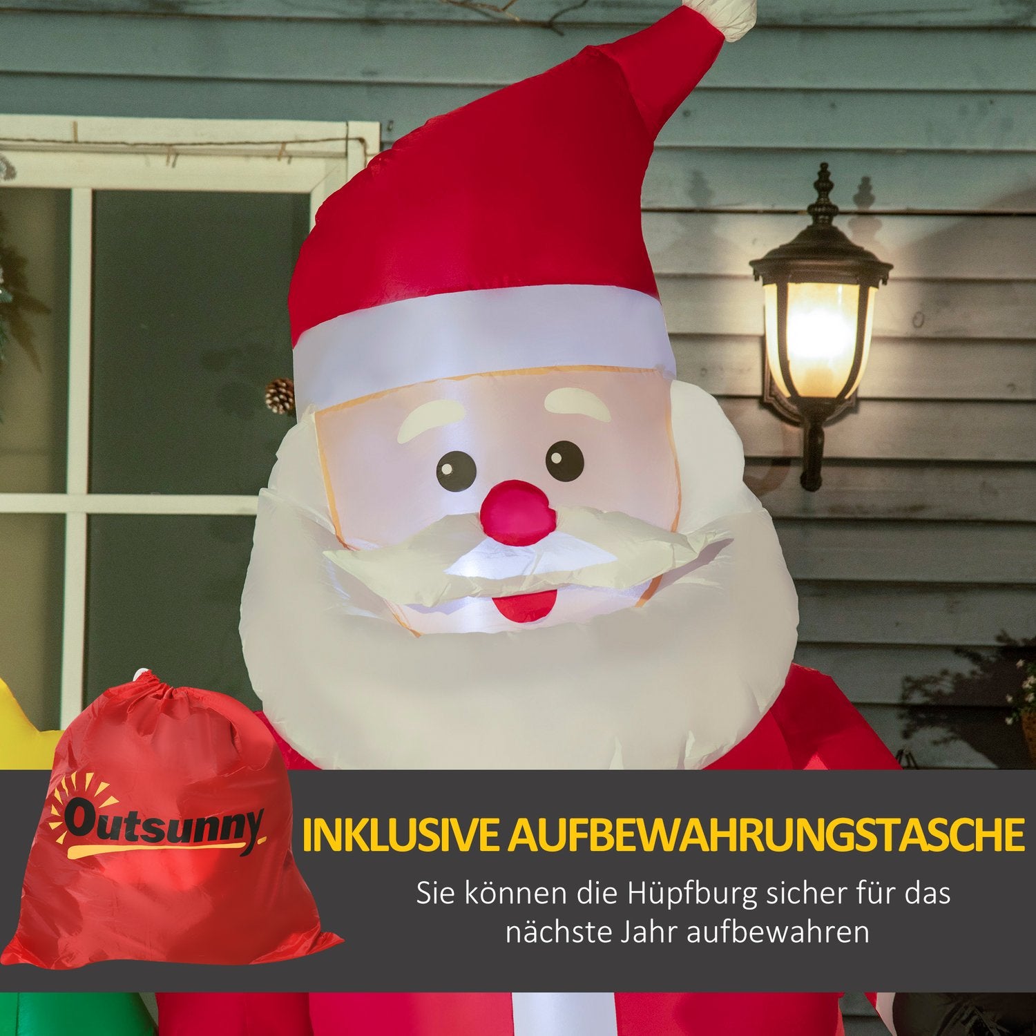 Opblaasbare kerstman met boom & ledverlichting, 210 cm waterdicht