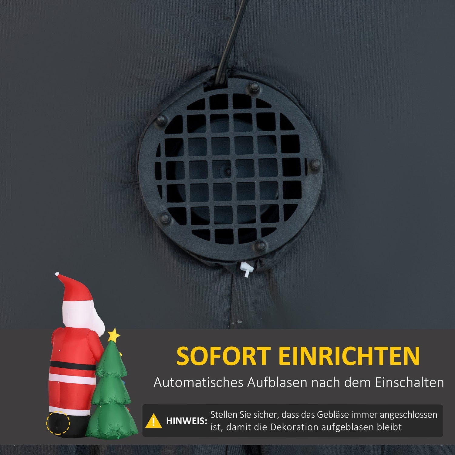Opblaasbare kerstman met boom & ledverlichting, 210 cm waterdicht