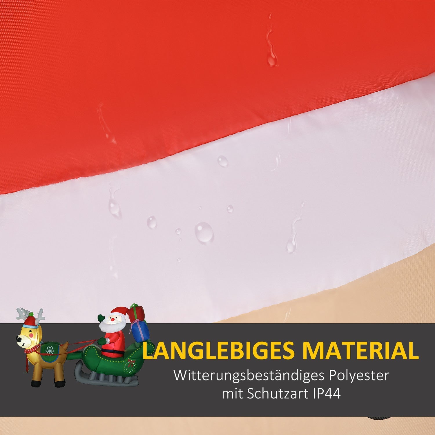 Opblaasbare Kerstman met rendieren, 210cm LED, waterdichte decoratie