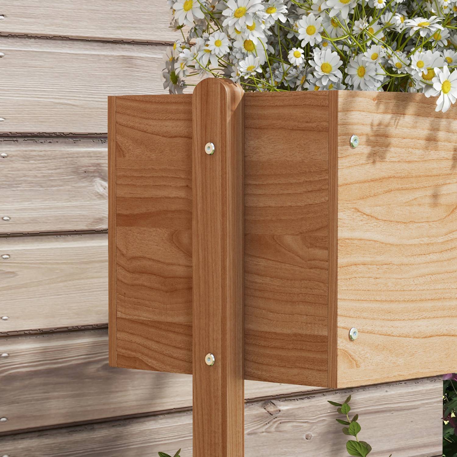 Verhoogde houten tuinbak met 3 niveaus en voering